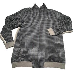 Air Jordan Vintage Plaid Track Jacket Size 2XL Black Blue Inner Pockets XXL Rare